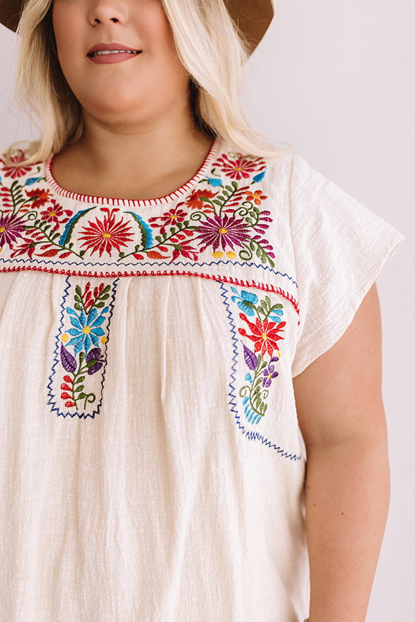 Divine Details Embroidered Shift Dress In Cream Curves Image - 2