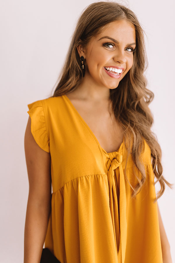 Champs And Cheers Front Tie Dress in Golden Honey Image - 3