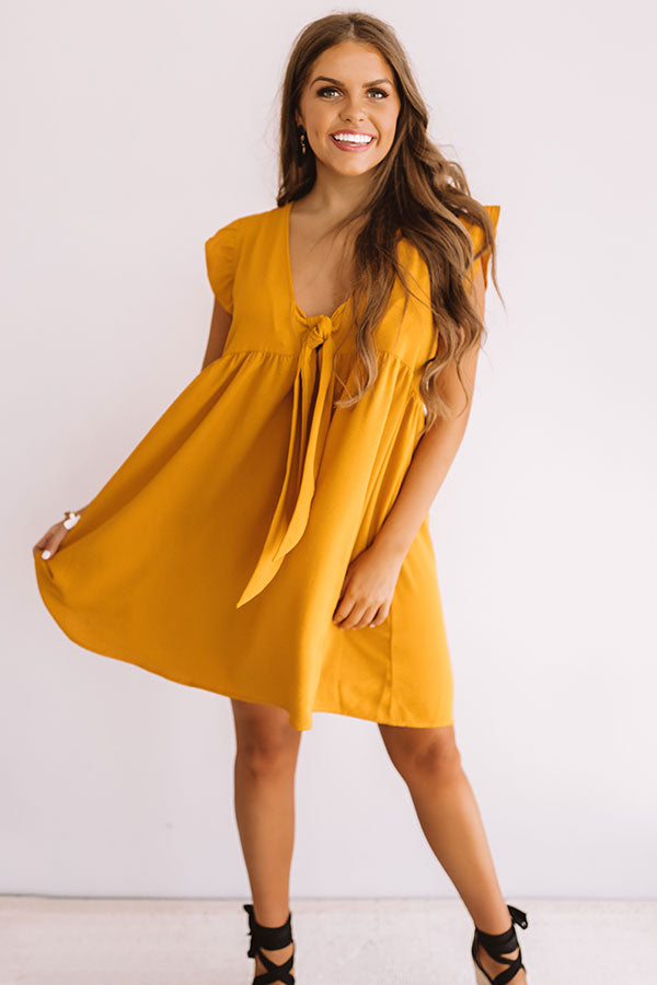 Champs And Cheers Front Tie Dress in Golden Honey Image - 1