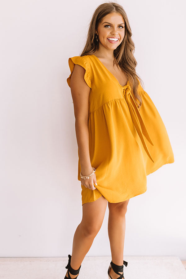 Champs And Cheers Front Tie Dress in Golden Honey Image - 4