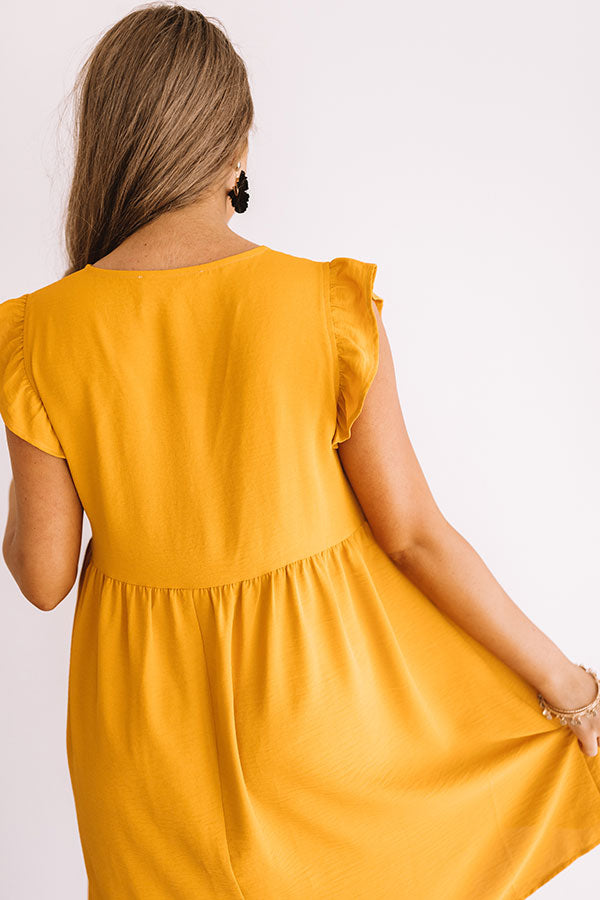 Champs And Cheers Front Tie Dress in Golden Honey Image - 5