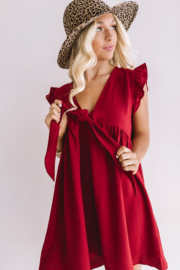Champs And Cheers Front Tie Dress in Crimson Image - 1