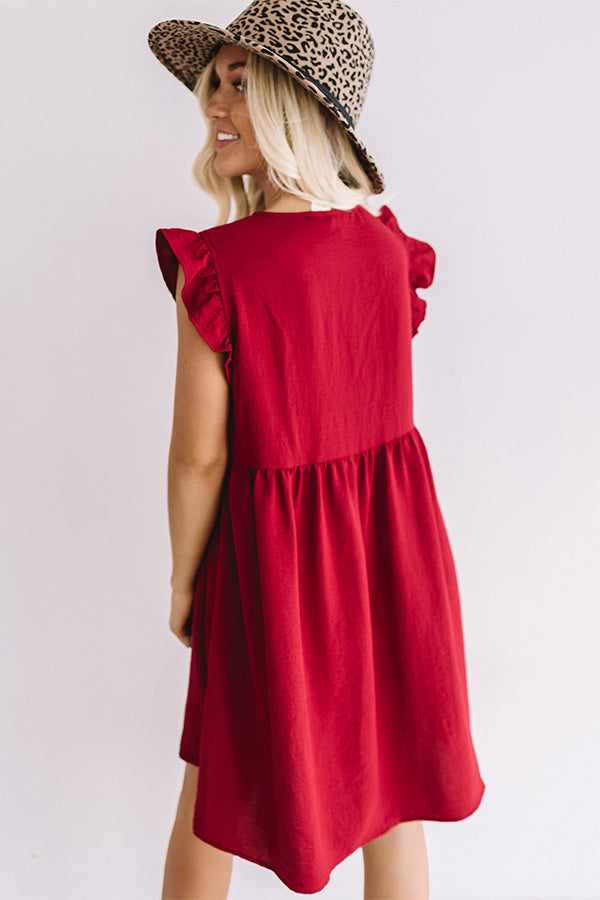 Champs And Cheers Front Tie Dress in Crimson Image - 5