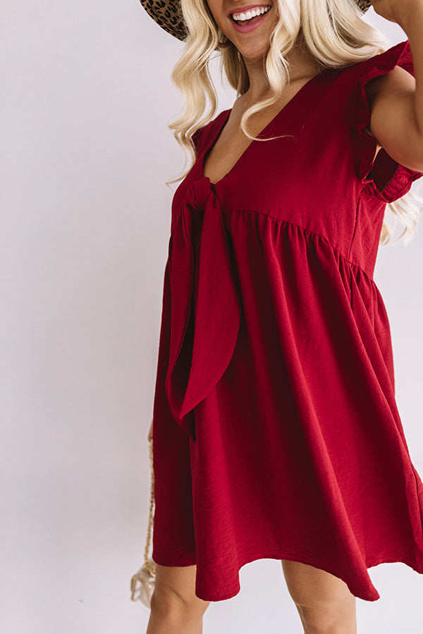 Champs And Cheers Front Tie Dress in Crimson Image - 3