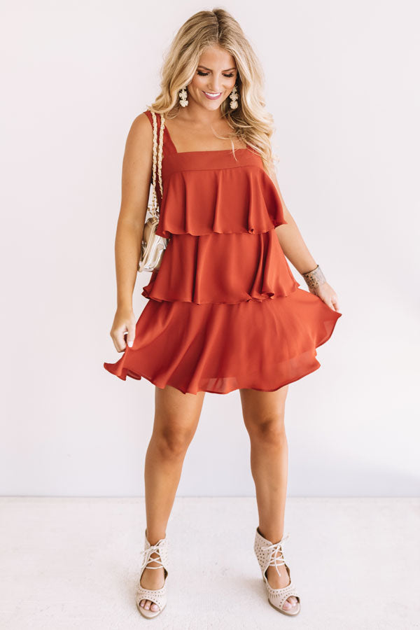 Darling Destination Tiered Dress in Rust Image - 2