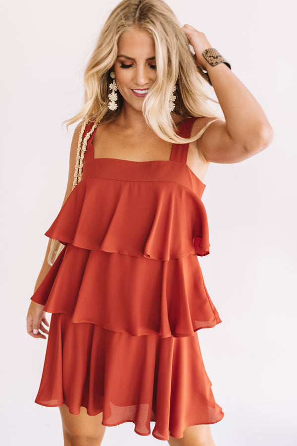 Darling Destination Tiered Dress in Rust Image - 1