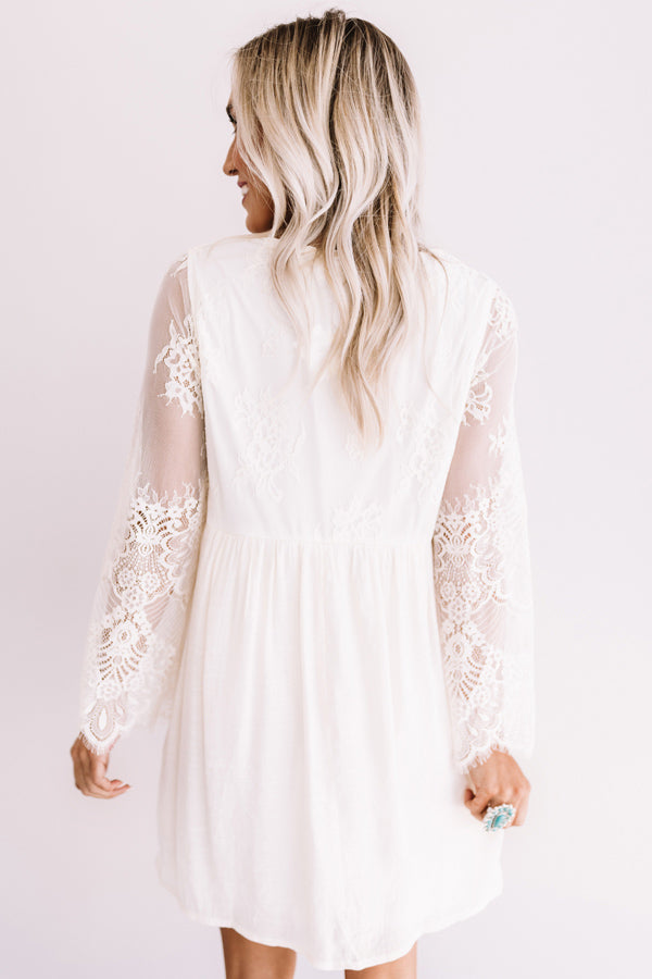 Vintage Vibes Lace Babydoll Dress In Ivory Image - 1