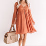 Vintage Vibes Lace Babydoll Dress In Rust Image - 1