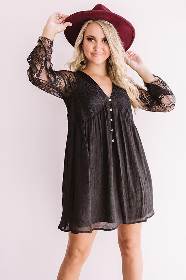 Vintage Vibes Lace Babydoll Dress In Black Image - 1
