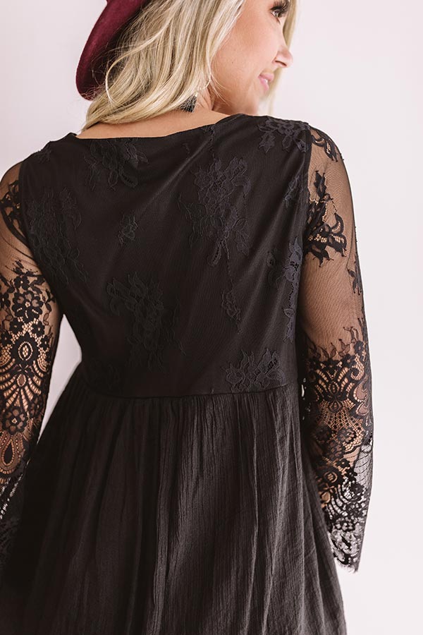 Vintage Vibes Lace Babydoll Dress In Black Image - 1