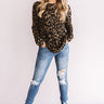 Cozy Jet Setting Leopard Twist Back Sweater In Olive Image - 1