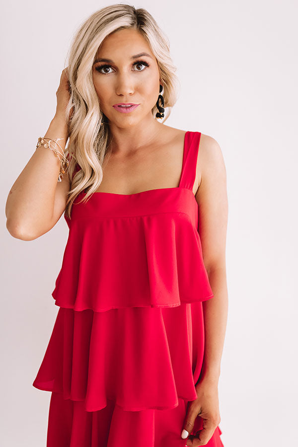 Darling Destination Tiered Dress in Red Image - 3
