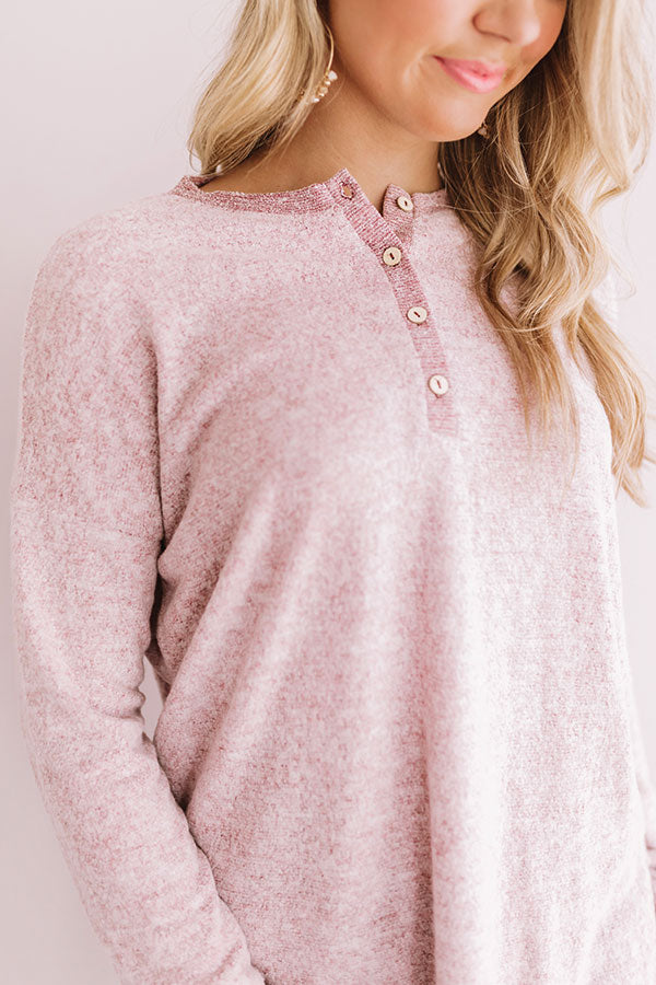 Coastal Cabin Henley Top in Wine Image - 4