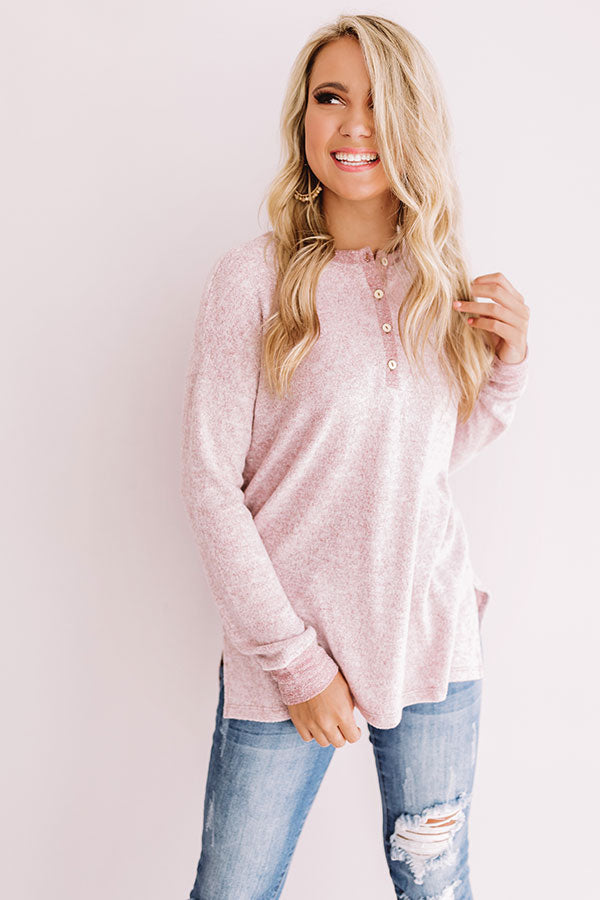 Coastal Cabin Henley Top in Wine Image - 1