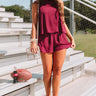 Tailgates and Touchdowns Romper in Maroon Image - 1