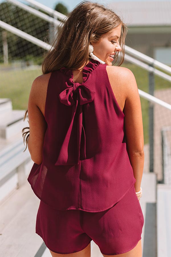 Tailgates and Touchdowns Romper in Maroon Image - 3