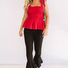 Game Day Glam Smocked Peplum Tank in Red Image - 1