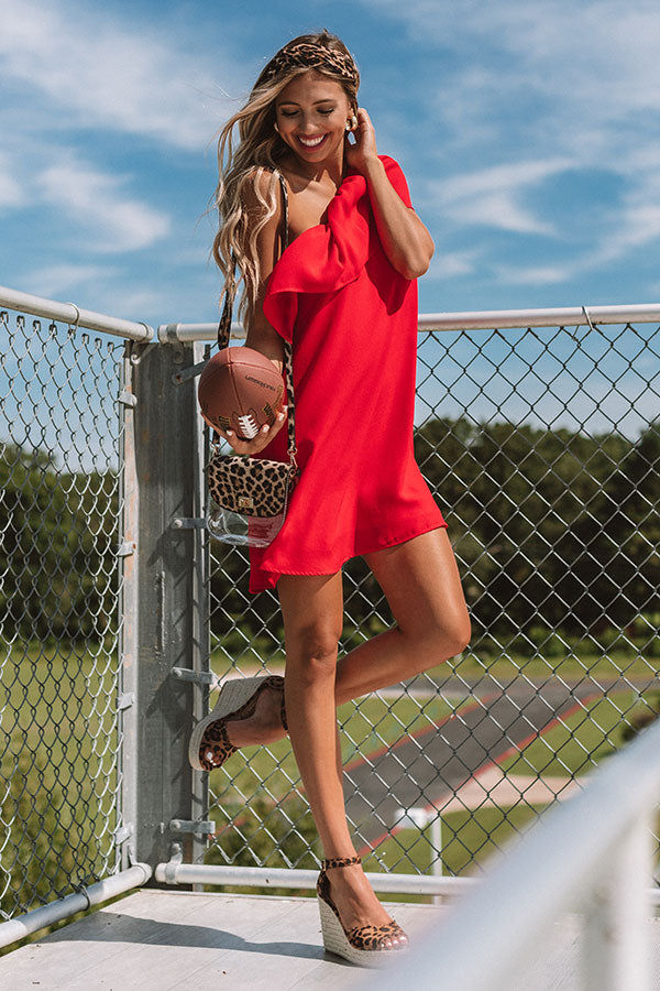 Spotted In The Stadium Shift Dress in Red