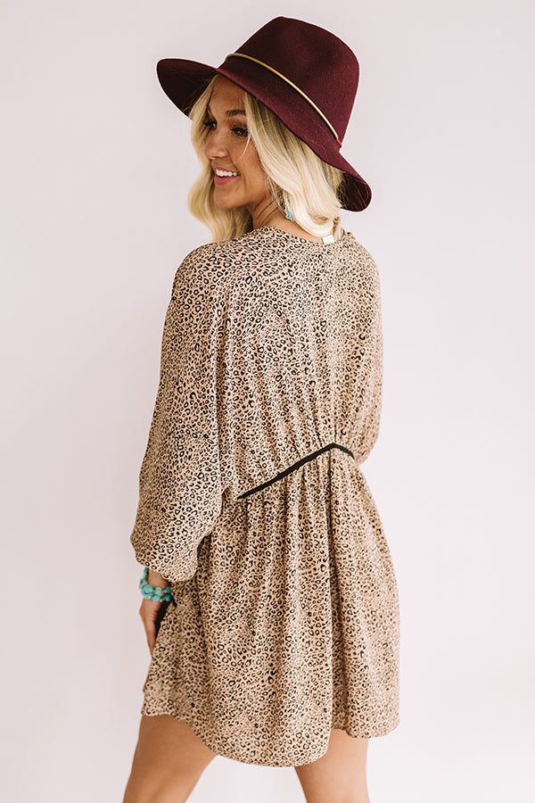 Napa Valley Vino Leopard Babydoll Tunic Dress In Brown Image - 5