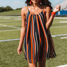 Tailgate Party Stripe Shift Dress in Navy/Orange Image - 1