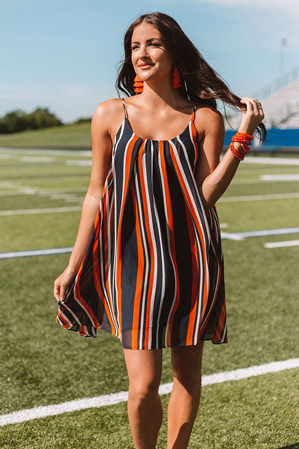 Tailgate Party Stripe Shift Dress in Navy/Orange Image - 3