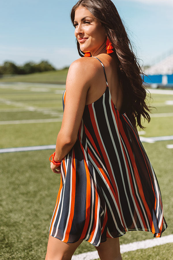 Tailgate Party Stripe Shift Dress in Navy/Orange Image - 4