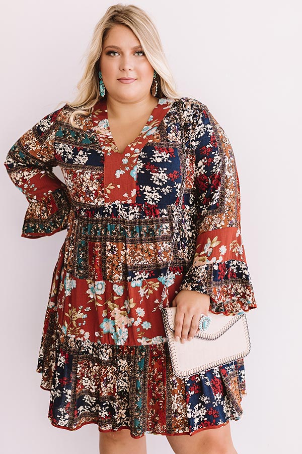 Bliss And Bouquets Babydoll Dress in Rust Curves Image - 3