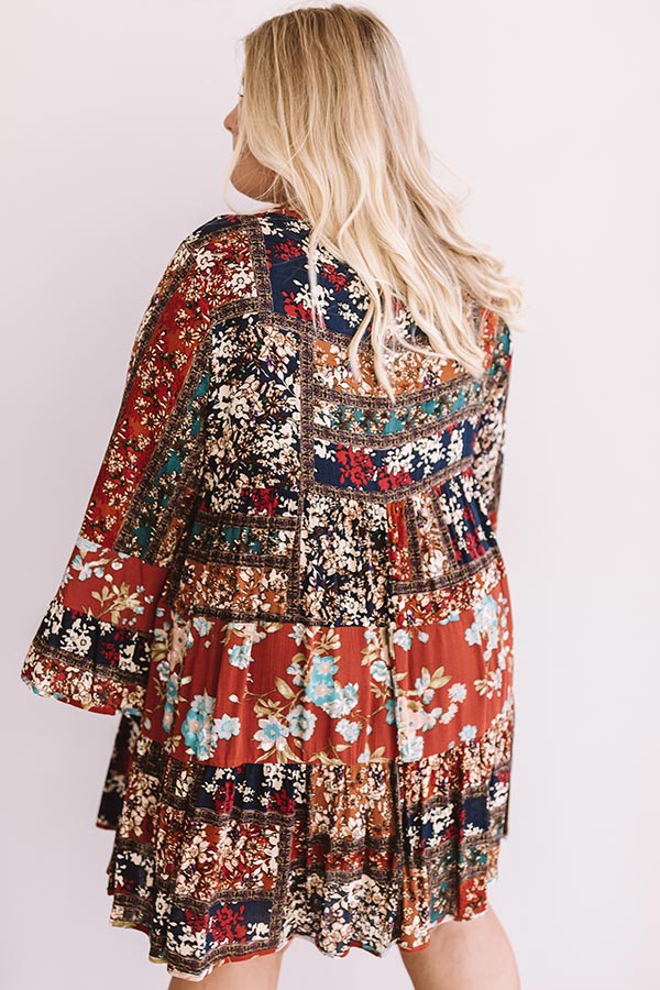 Bliss And Bouquets Babydoll Dress in Rust Curves Image - 4