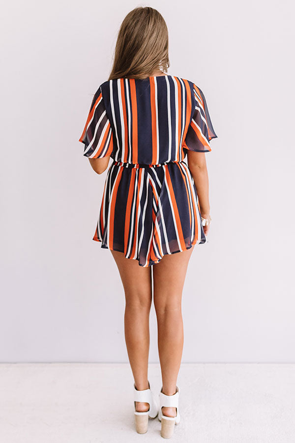 Full Of Spirit Front Tie Stripe Romper in Navy Image - 5