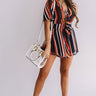Full Of Spirit Front Tie Stripe Romper in Navy Image - 1
