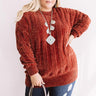 Lattes And Snuggles Cable Knit Chenille Sweater In Rustic Rose Curves Image - 1