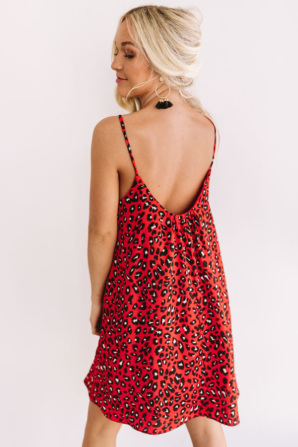 Saturday Sippin' Leopard Shift Dress in Red Image - 5