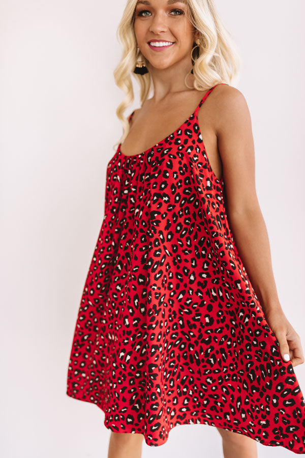 Saturday Sippin' Leopard Shift Dress in Red Image - 4