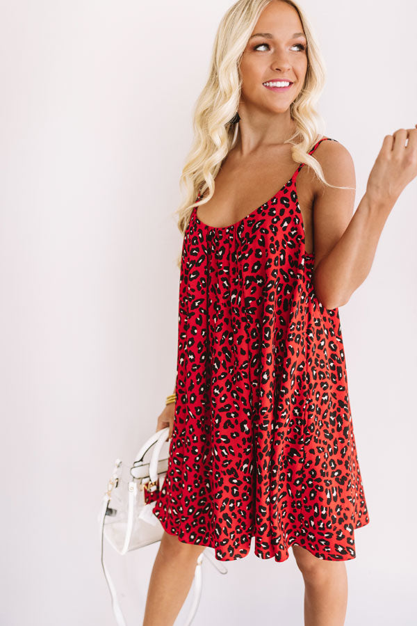 Saturday Sippin' Leopard Shift Dress in Red Image - 2