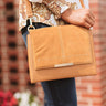 Champagne And Chic Faux Leather Crossbody In Camel Image - 1