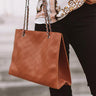 Chic Success Faux Leather Tote In Maple Image - 1