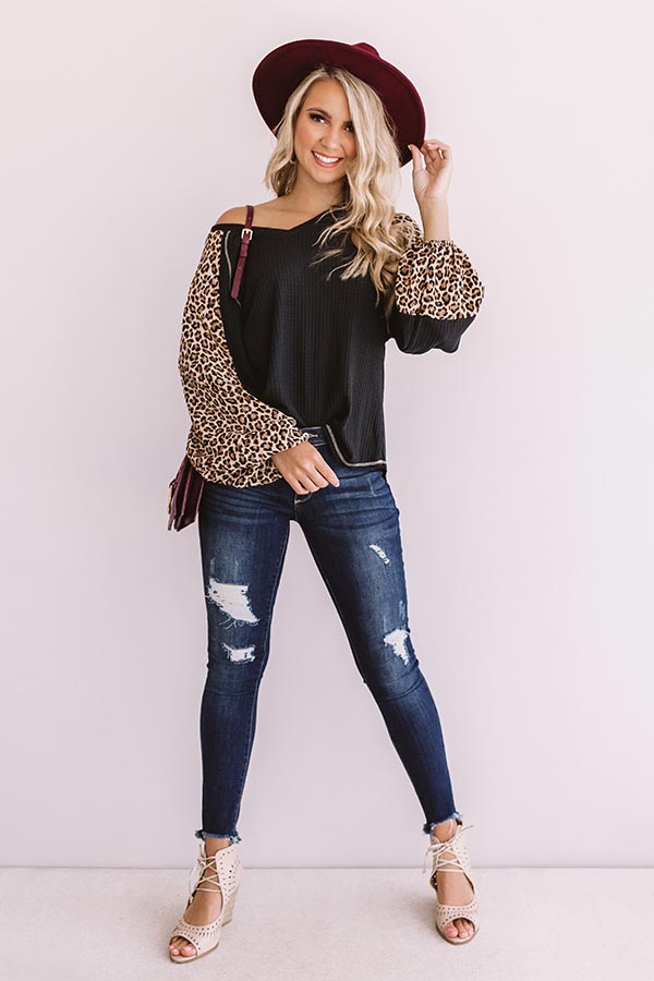 Spotted in Brooklyn Waffle Knit Shift Top In Black Image - 2