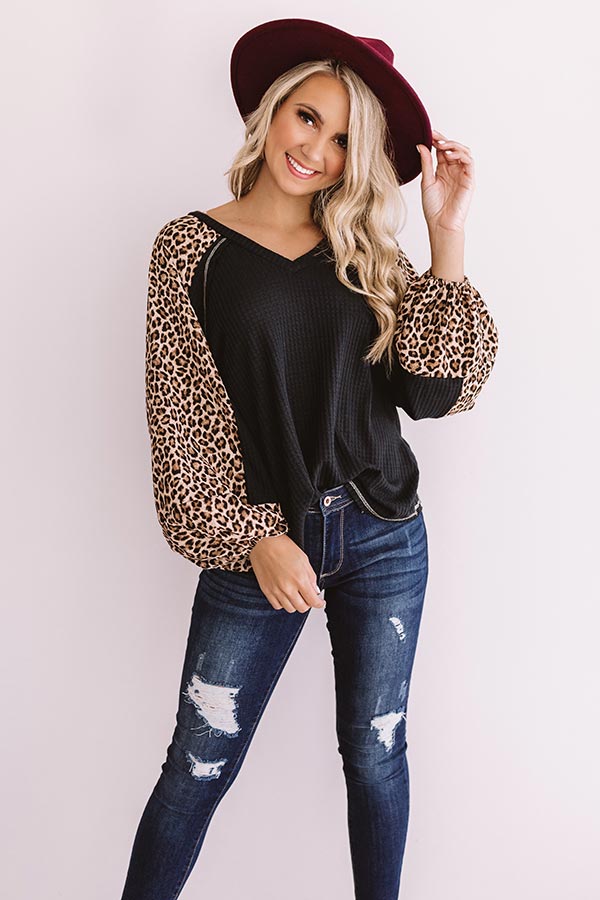 Spotted in Brooklyn Waffle Knit Shift Top In Black Image - 1