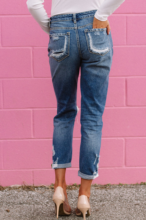 KanCan The Tessa High Waist Distressed Girlfriend Jean In Medium Wash Image - 5