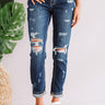 KanCan The Tessa High Waist Distressed Girlfriend Jean In Dark Wash Image - 1