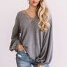 Kisses By Midnight Waffle Knit Top In Grey Image - 1
