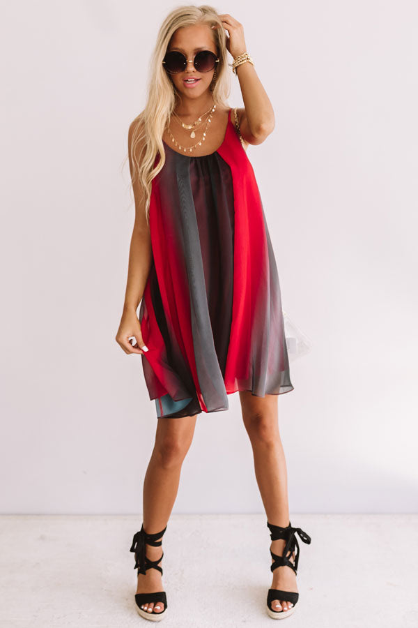 Spirit Squad Ombre Shift Dress in Red/Black