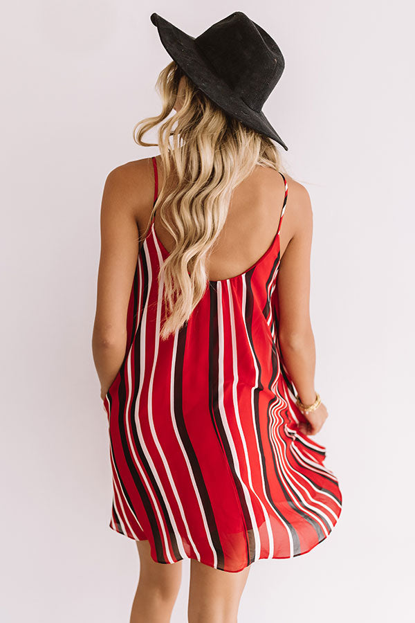 Tailgate Party Stripe Shift Dress in Red/Black Image - 4