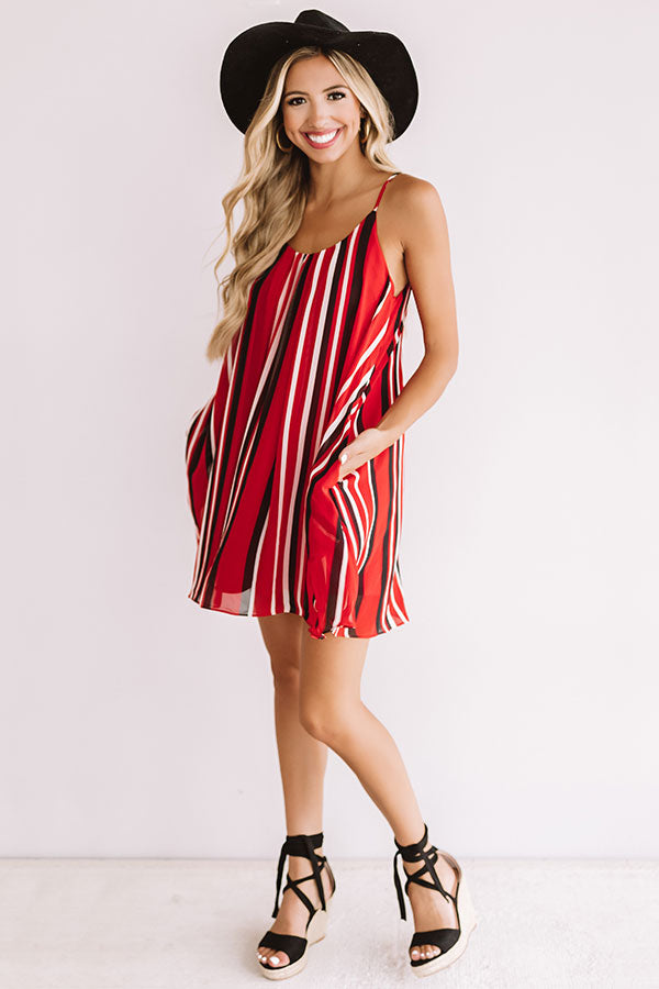 Tailgate Party Stripe Shift Dress in Red/Black Image - 1
