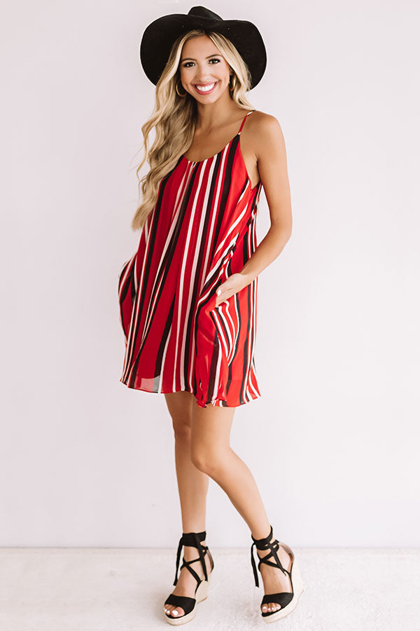 Tailgate Party Stripe Shift Dress in Red/Black