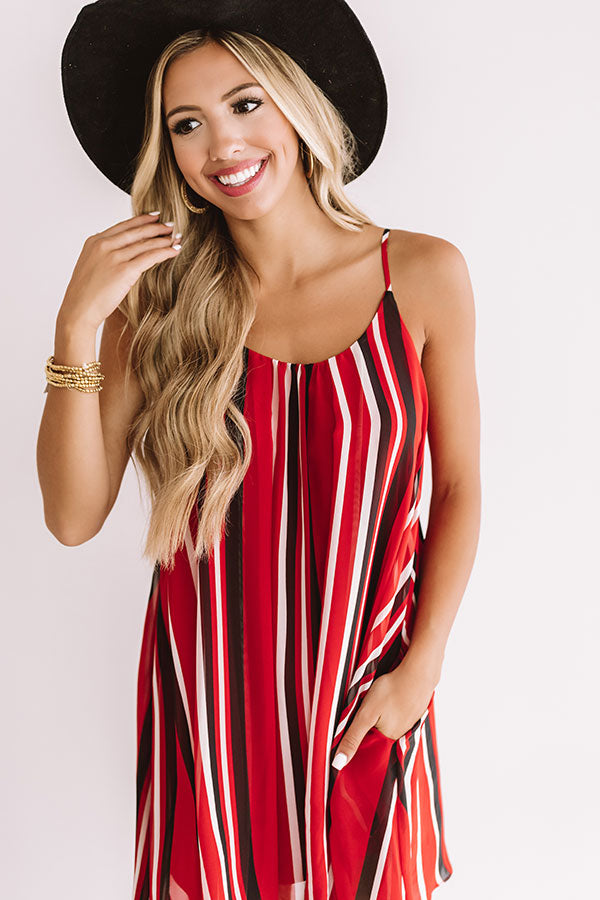 Tailgate Party Stripe Shift Dress in Red/Black Image - 2