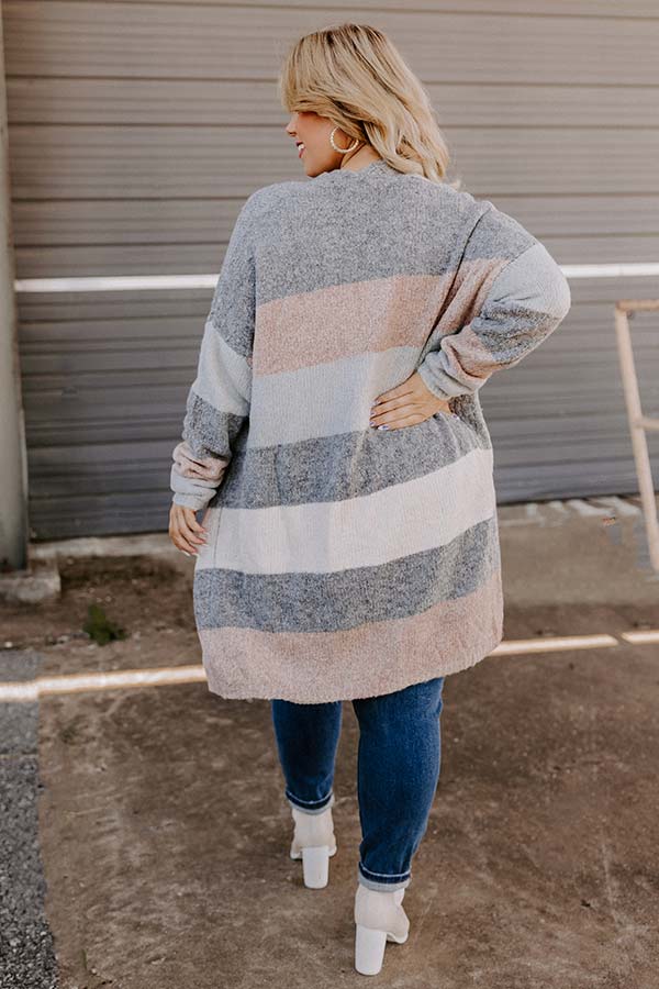 Bundled Up In Brooklyn Color Block Cardigan In Dark Grey Curves Image - 1