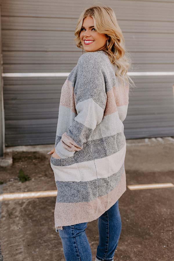 Bundled Up In Brooklyn Color Block Cardigan In Dark Grey Curves Image - 1