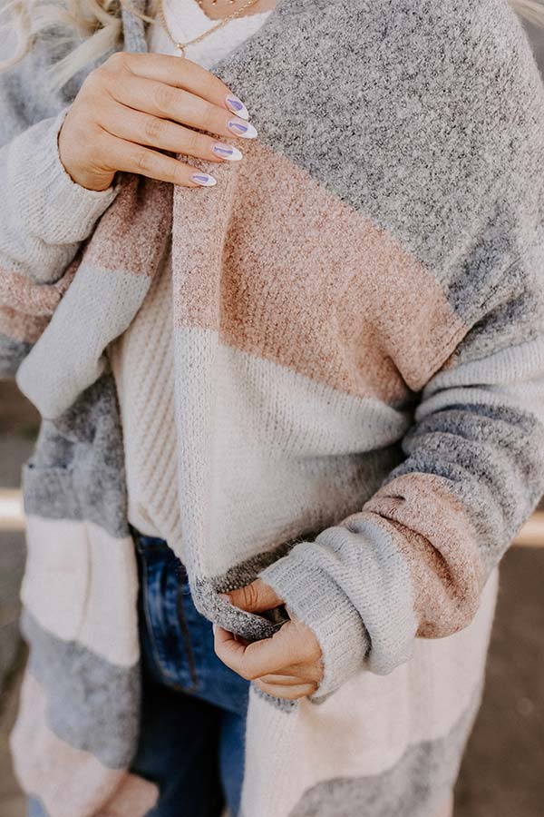 Bundled Up In Brooklyn Color Block Cardigan In Dark Grey Curves Image - 1