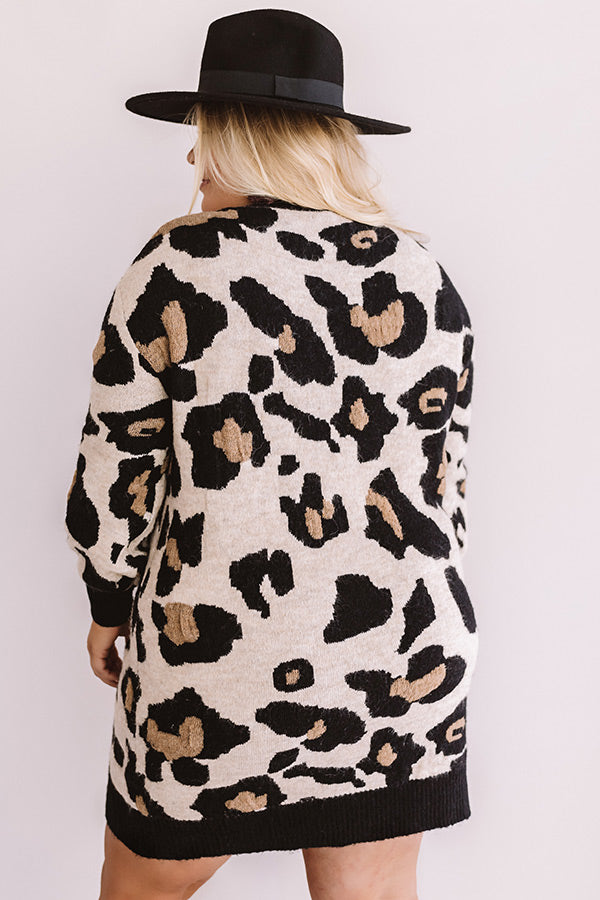 Let's Talk Leopard Sweater Dress In Iced Latte Curves Image - 5